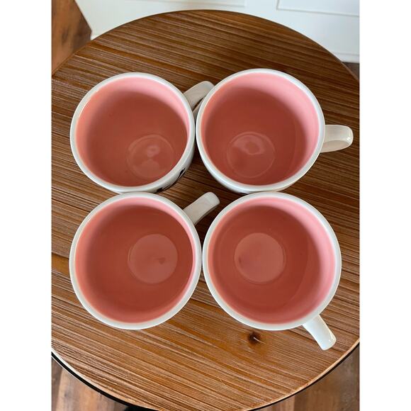 Ceramic Cups, pink inside, Chinese characters - Picture 2 of 8